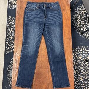 Chico’s So Slimming Girlfriend Slim Leg Crop 0.5 Jeans Dark Wash Stretch Size 2